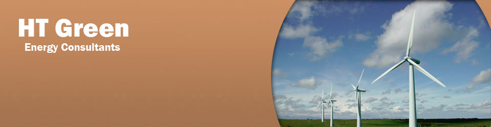 ht green energy consultants banner showing wind turbines